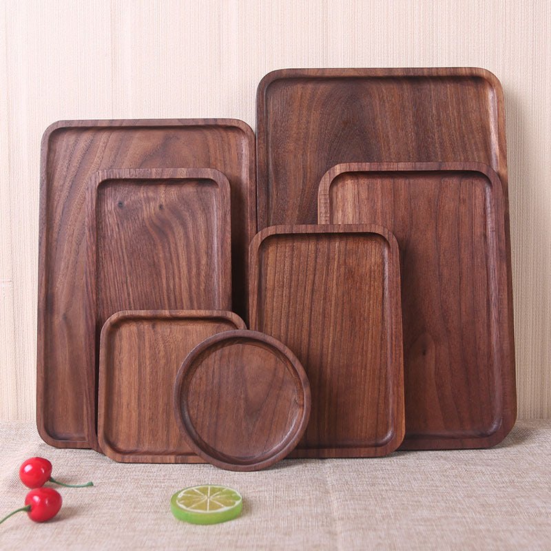 Japanese style: rectangular dinner plate made of black walnut wood